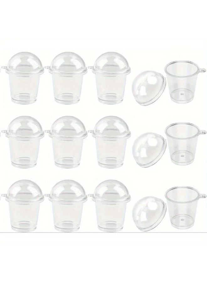 50pcs Clear Plastic Mini Cups With Dome Lids Food Safe Disposable Keychain Cups - Image 1